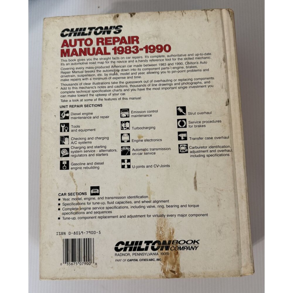 Chilton's Auto Repair Manual 1983-1990 Hardcover 8-Year Coverage US & Canadian - Picture 2 of 9